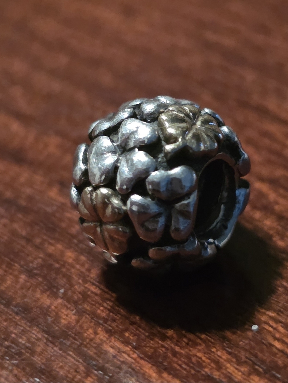 Retired Pandora Clover Charm Silver & 14k Gold